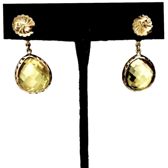 LOIS HILL Sterling Silver Faceted Lemon Yellow Topaz Drop Dangle Earrings - Picture 4 of 9